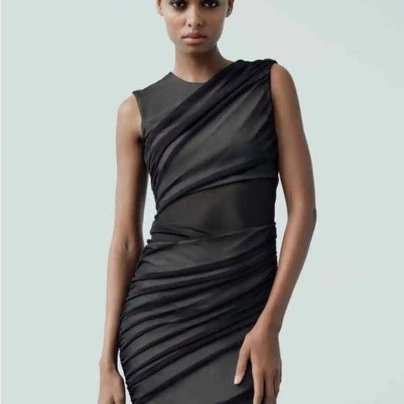 Zara tulle semi sheer dress new! Sz small black . - Picture 2 of 8